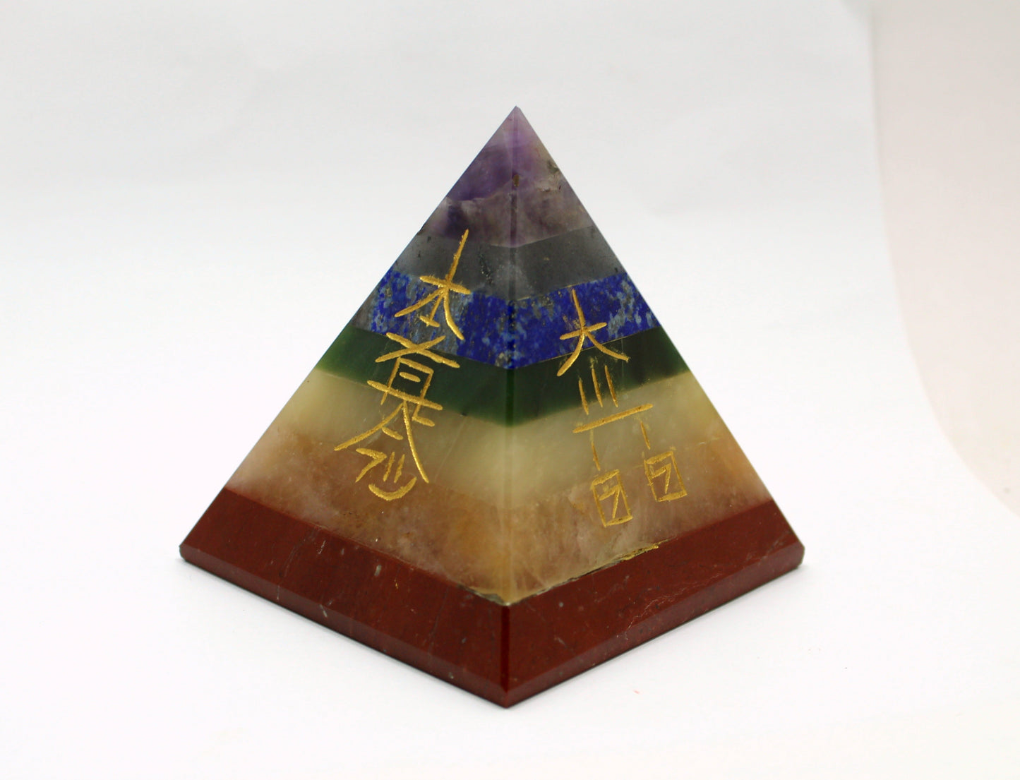 Natural 7 Chakra Bonded 70 mm Pyramid
