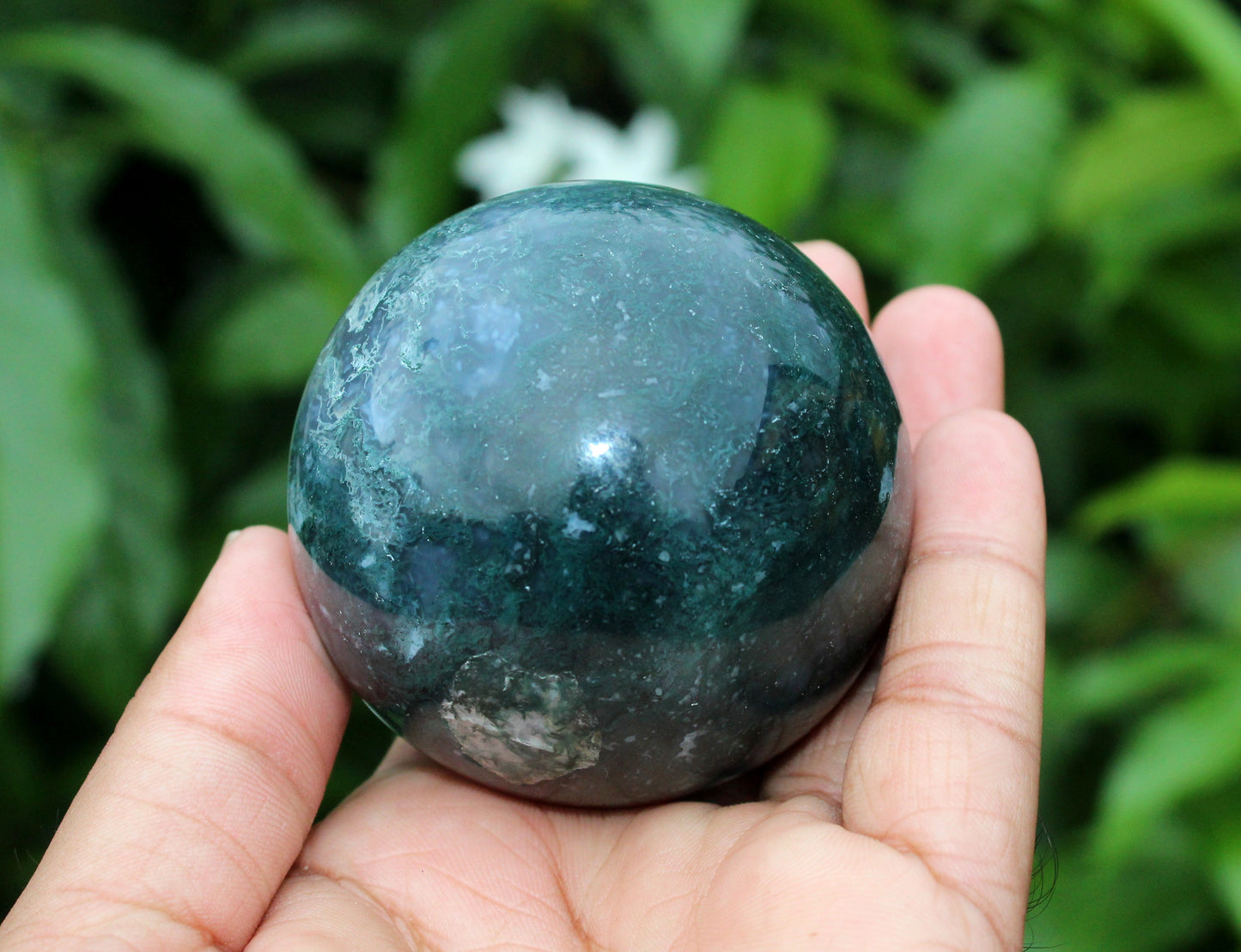 Natural Moss Agate 50 mm Sphere