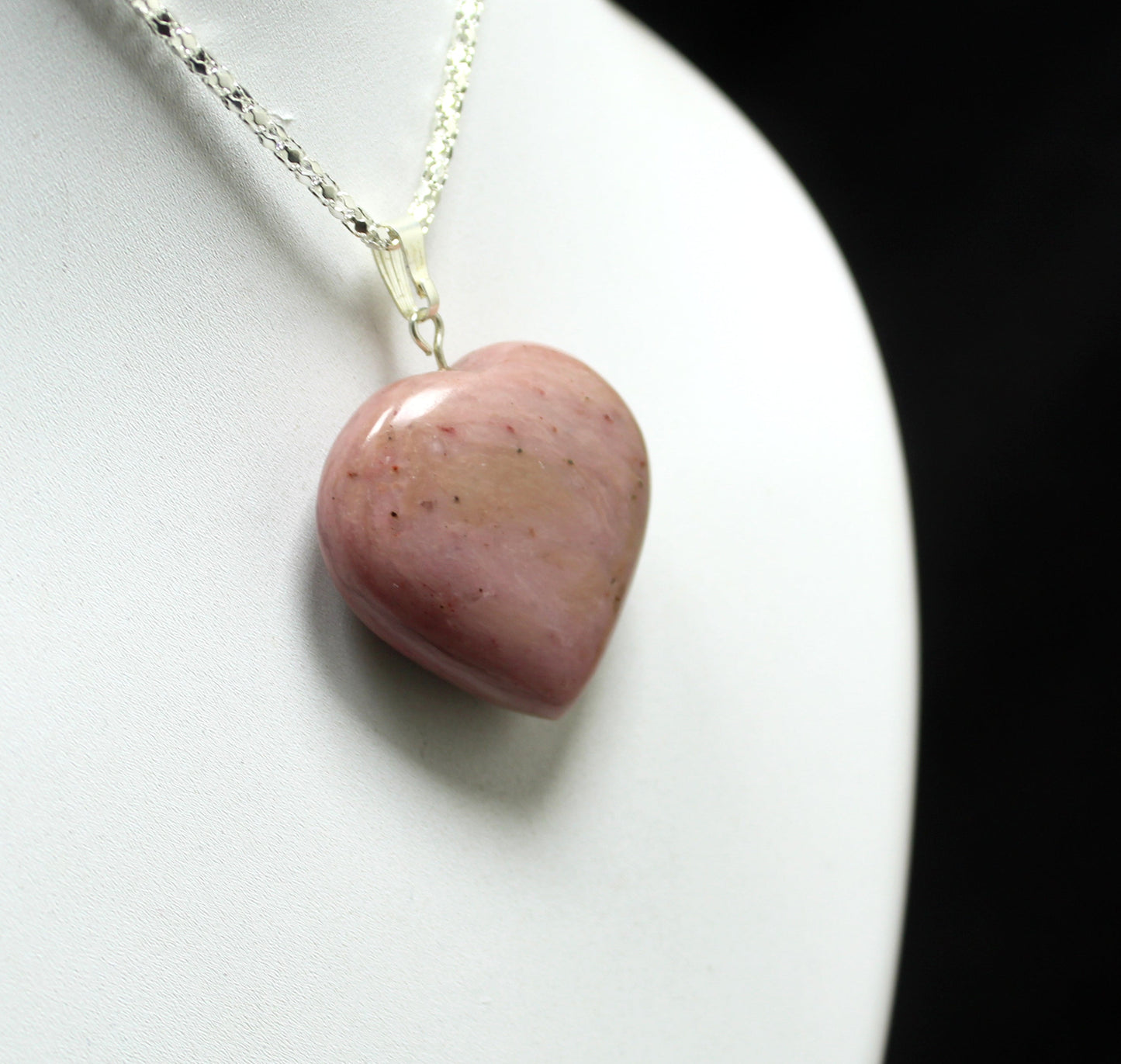 Natural Pink Opal Heart Pendant