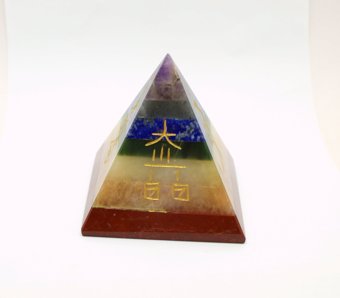 Natural 7 Chakra Bonded 70 mm Pyramid