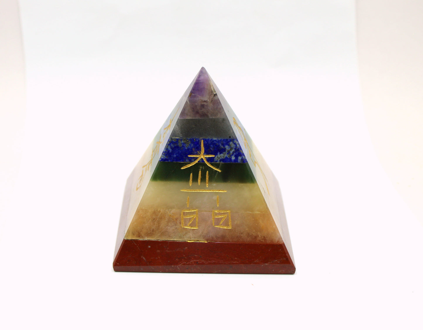 Natural 7 Chakra Bonded 70 mm Pyramid