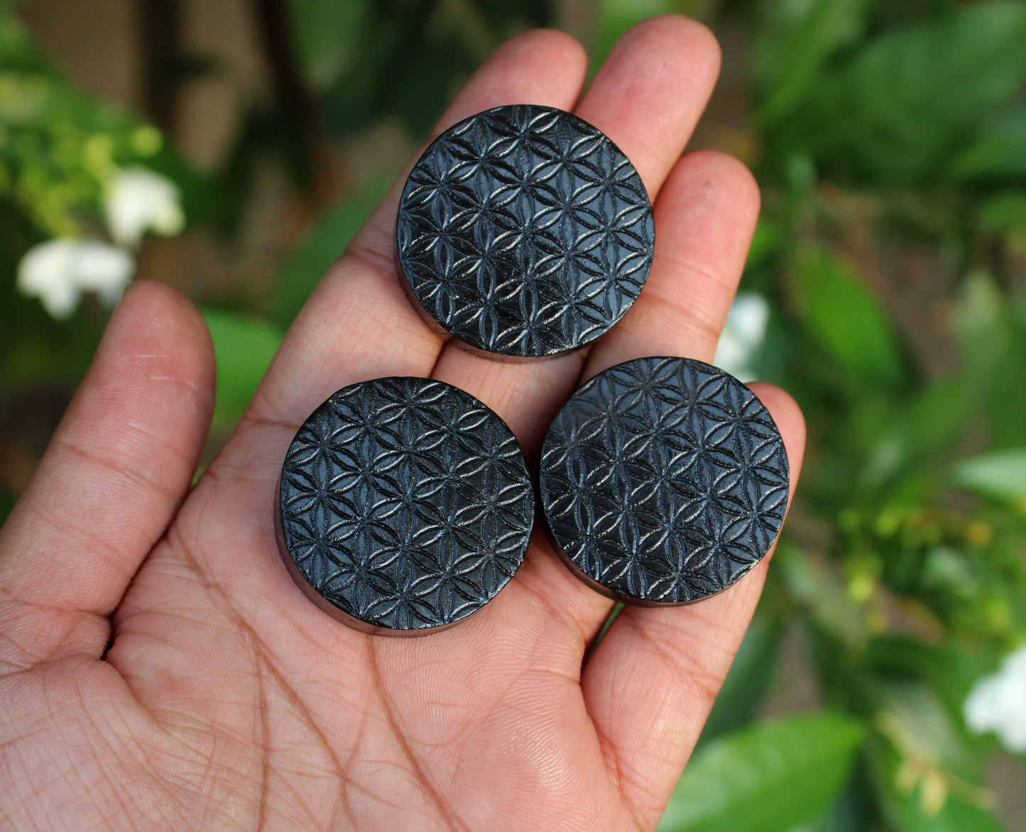 Natural Shungite Round Flower of Life