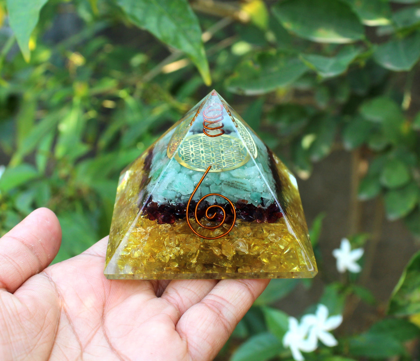 Orgonite Crystal Triple Money Pryamid