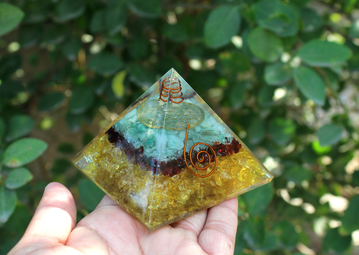 Orgonite Crystal Triple Money Pryamid