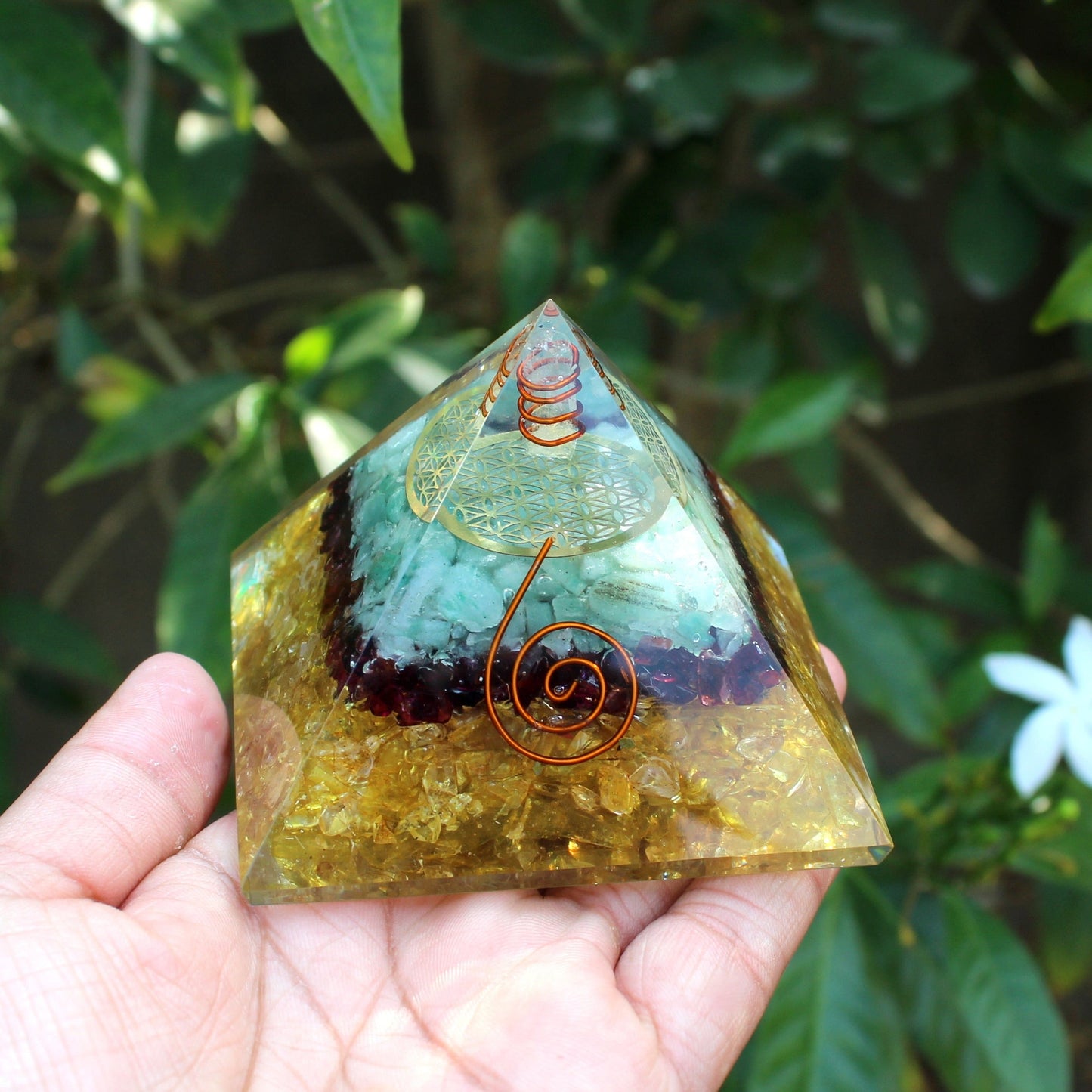 Orgonite Crystal Triple Money Pryamid
