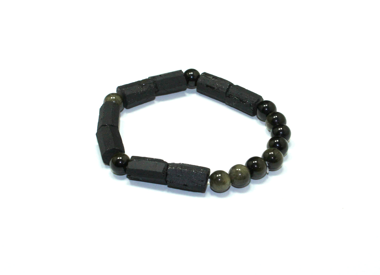 Black Tourmaline and Golden Sheen Obsidian Protection Bracelet