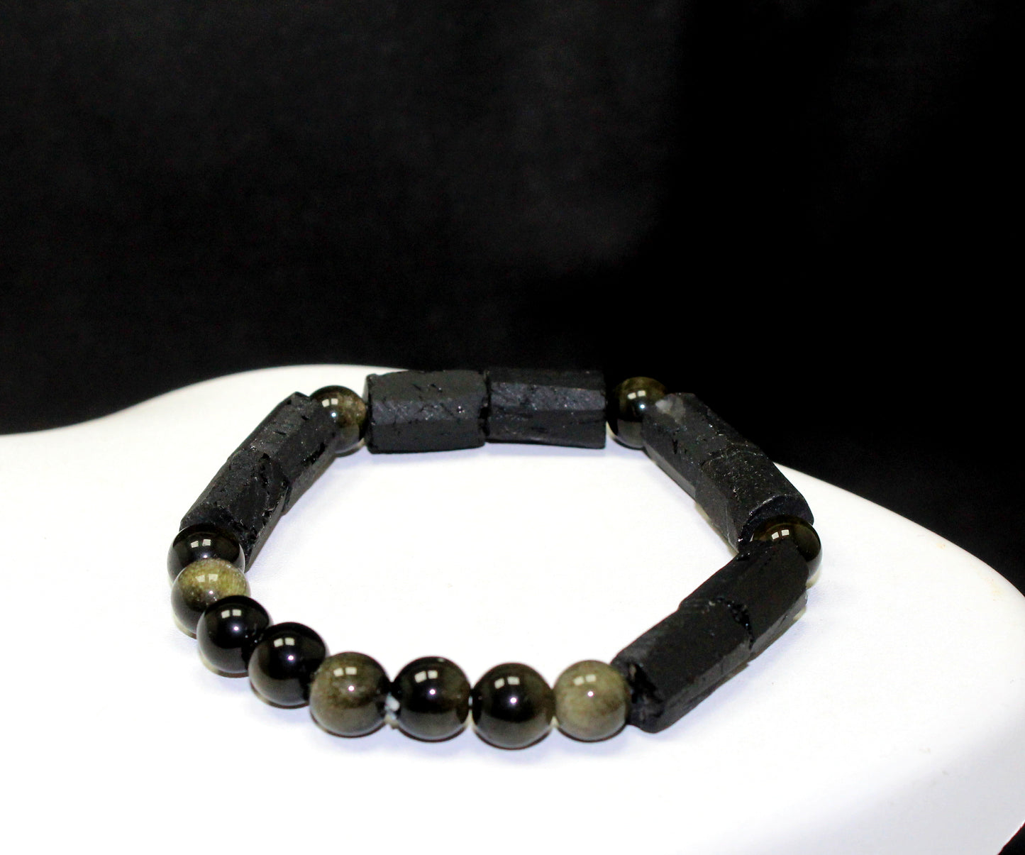 Black Tourmaline and Golden Sheen Obsidian Protection Bracelet