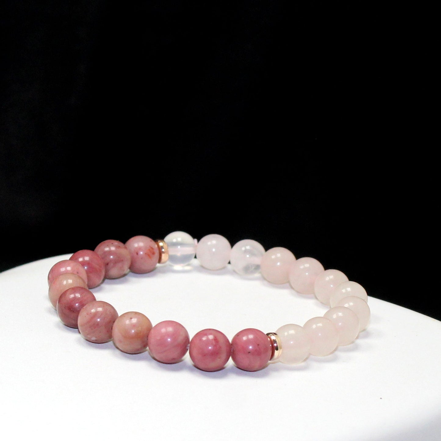 Rose Quartz and Rhodonite Beaded Gemstone Bracelet