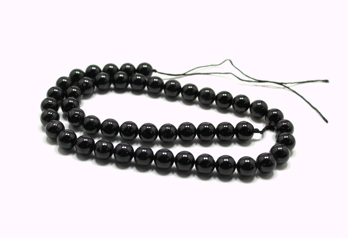 8 mm Natural Black Tourmaline Bead Strand