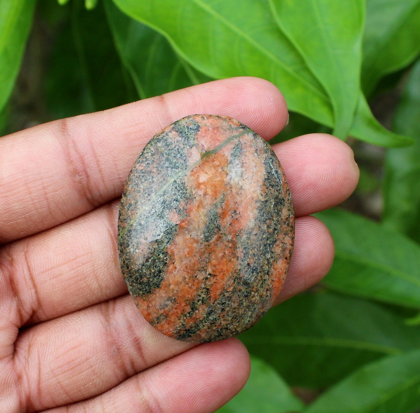 Natural Unakite Oval Palm Stone
