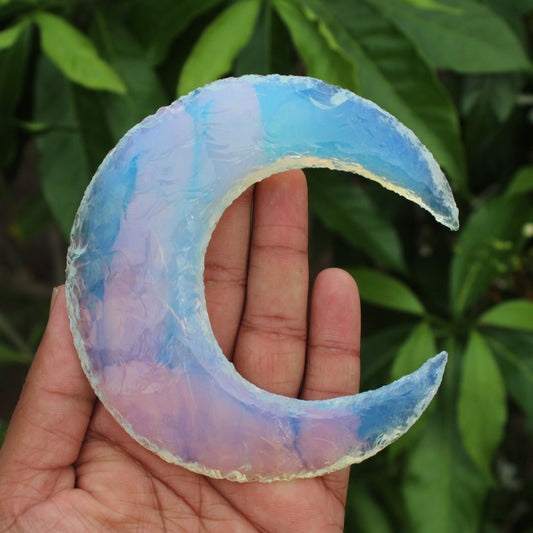 Opalite Crystal  Large Crescent Moon - 4 inch