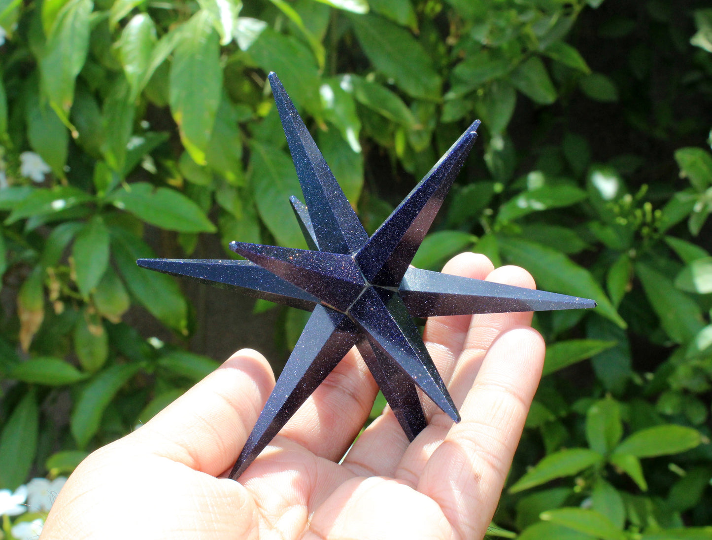 Blue Goldstone 12 Point Merkaba Star