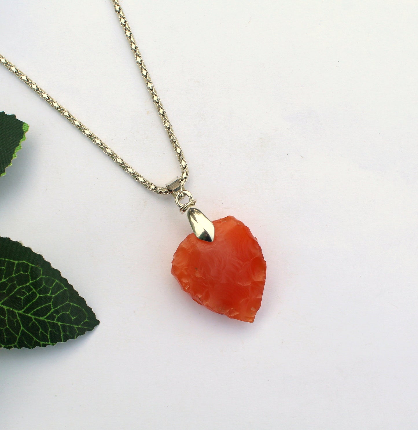 Natural Carnelian Raw Pear Pendant