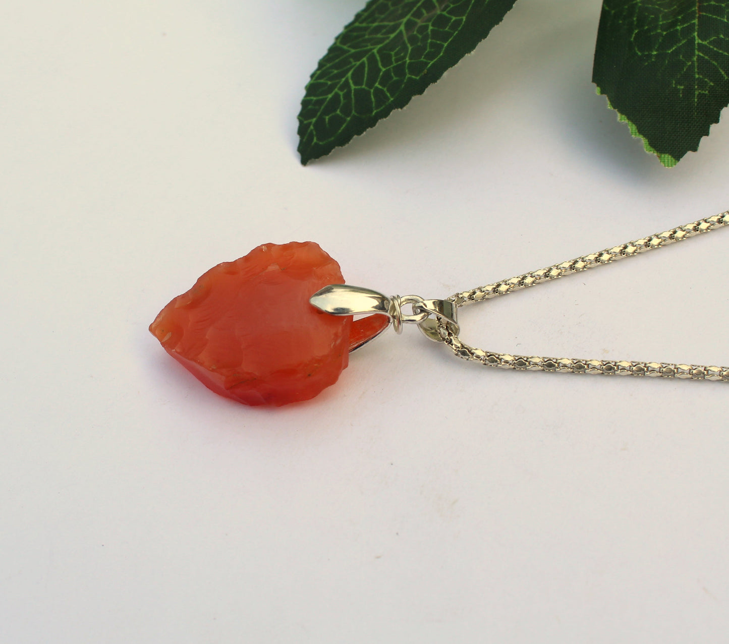 Natural Carnelian Raw Pear Pendant