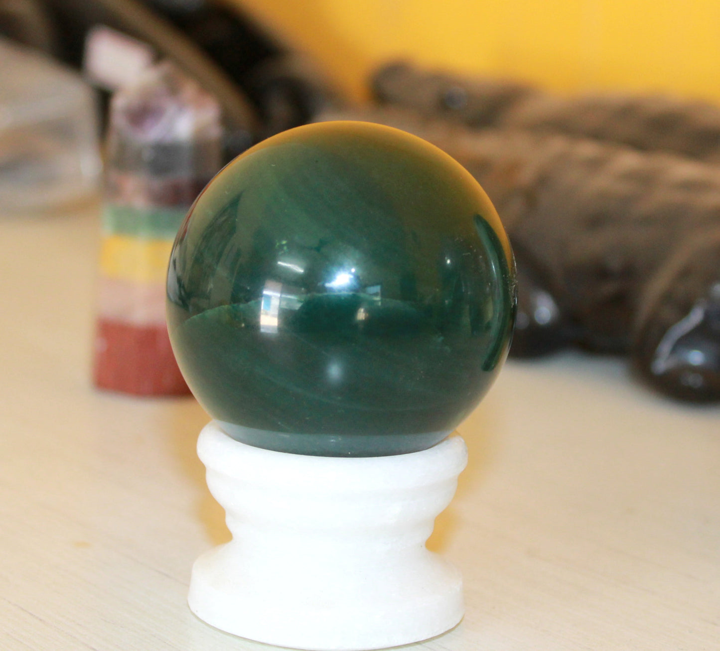 Natural 60 mm Green Jade Sphere